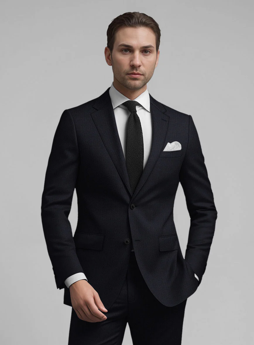 Guabello Dark Blue Herringbone Jacket - Image 2