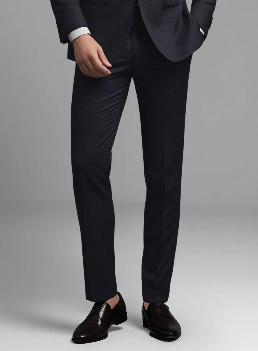 Guabello Dark Blue Herringbone Pants - Image 2