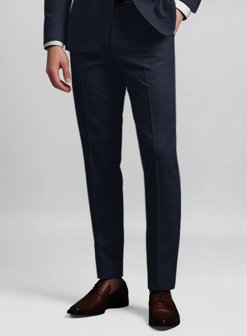 Guabello Dark Blue Prince Of Wales Pants - Image 2
