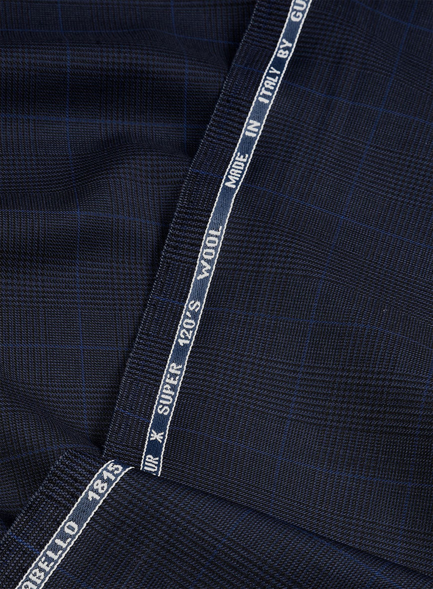 Guabello Dark Blue Prince Of Wales Pants - Image 3