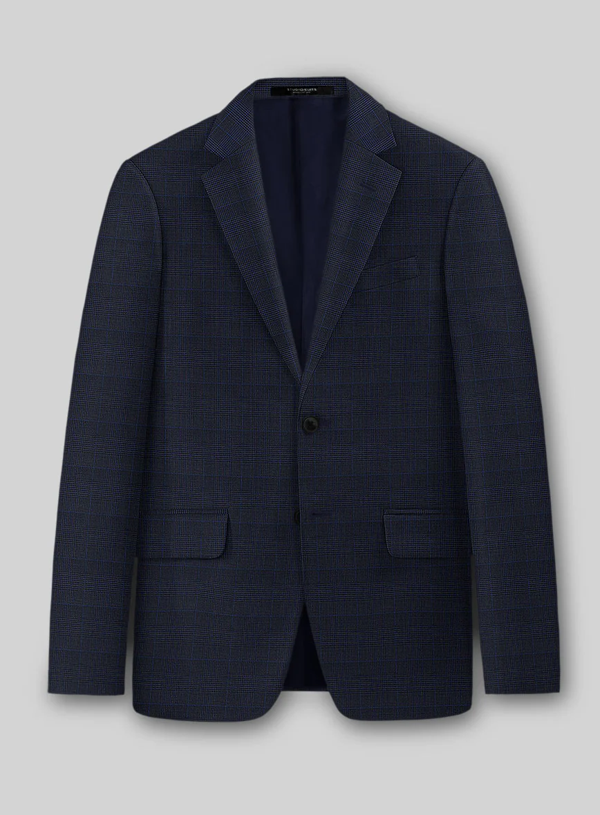 Guabello Dark Blue Prince Of Wales Suit - Image 2