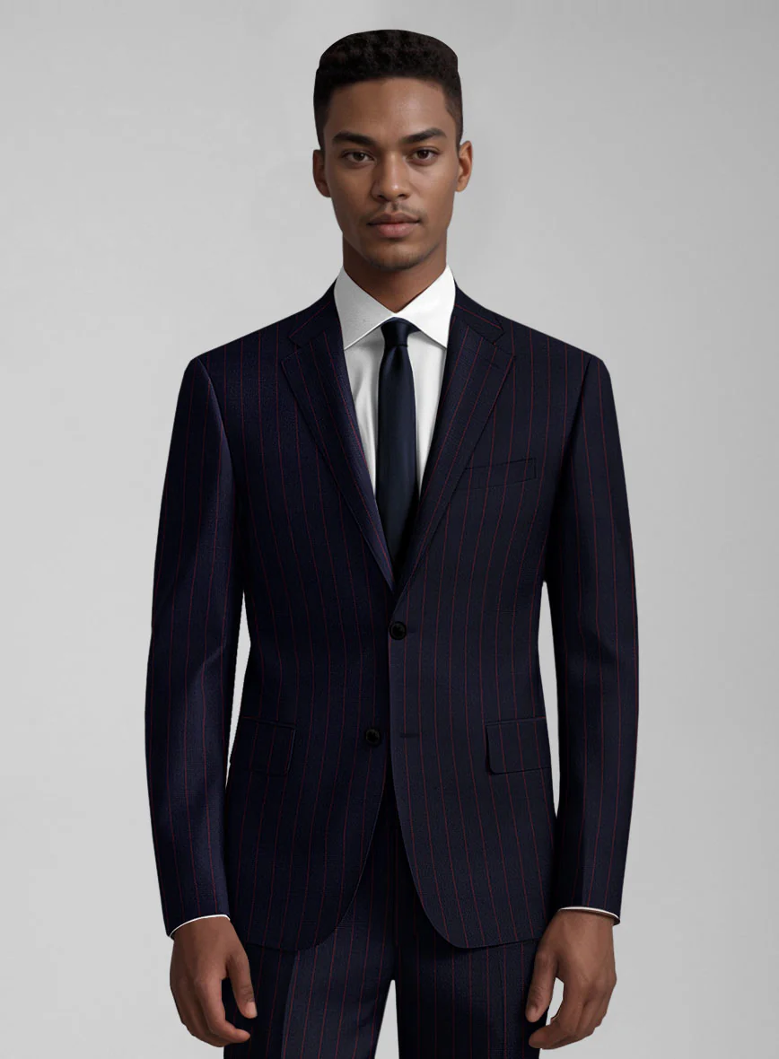 Guabello Dark Blue Rope Stripe Suit - Image 2