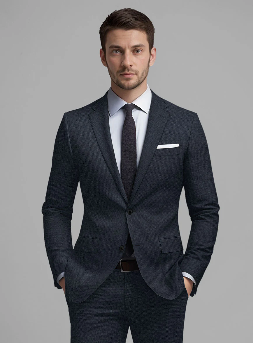 Guabello Dark Blue Sharkskin Suit - Image 3