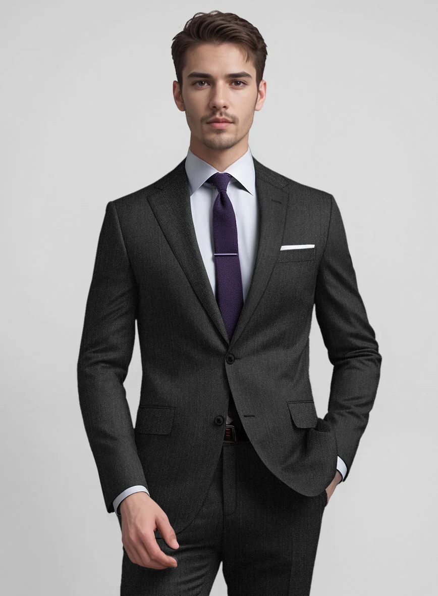 Guabello Dark Gray Herringbone Jacket - Image 2