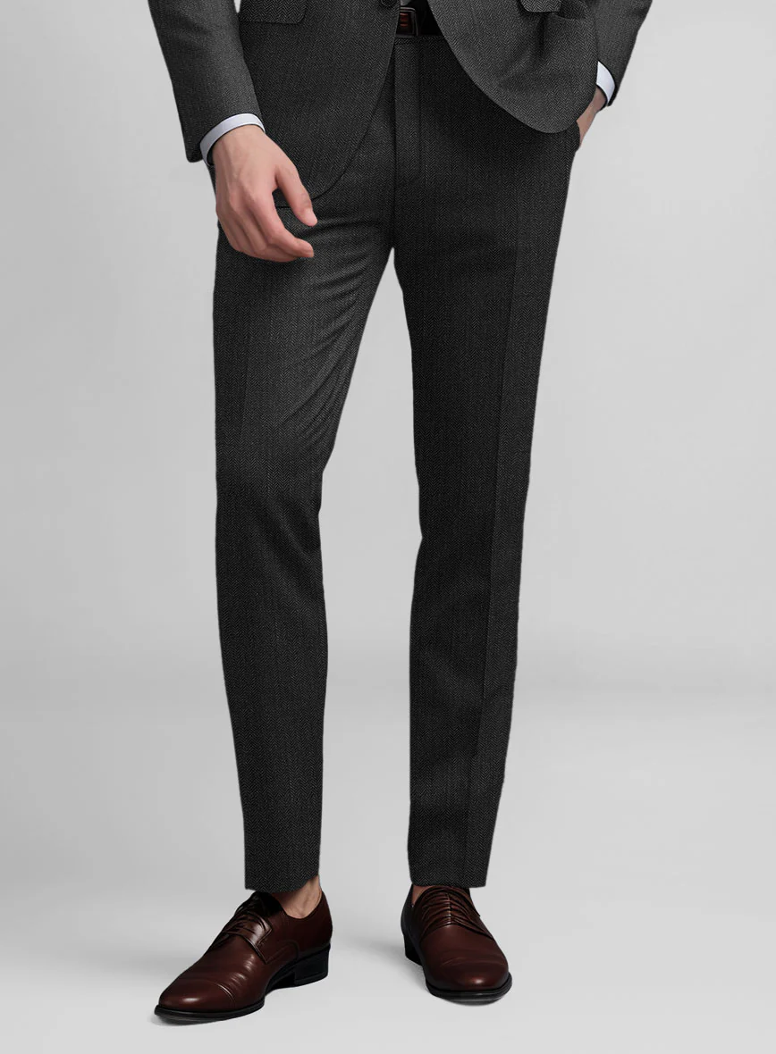 Guabello Dark Gray Herringbone Pants - Image 2