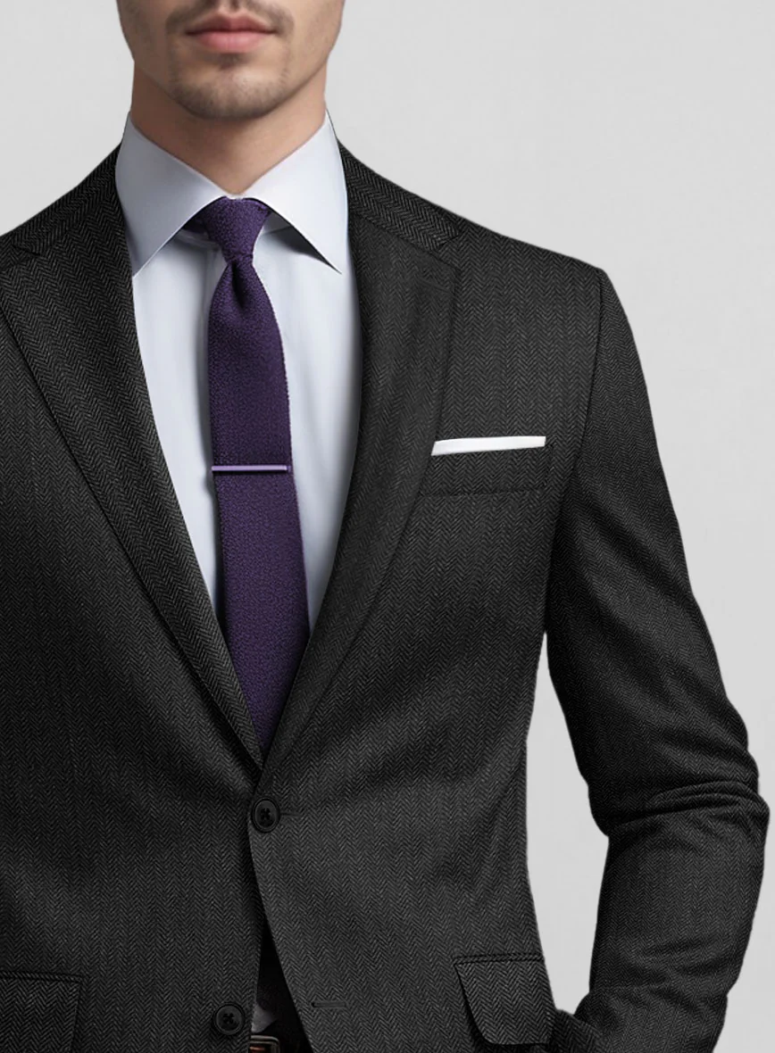 Guabello Dark Gray Herringbone Suit - Image 4