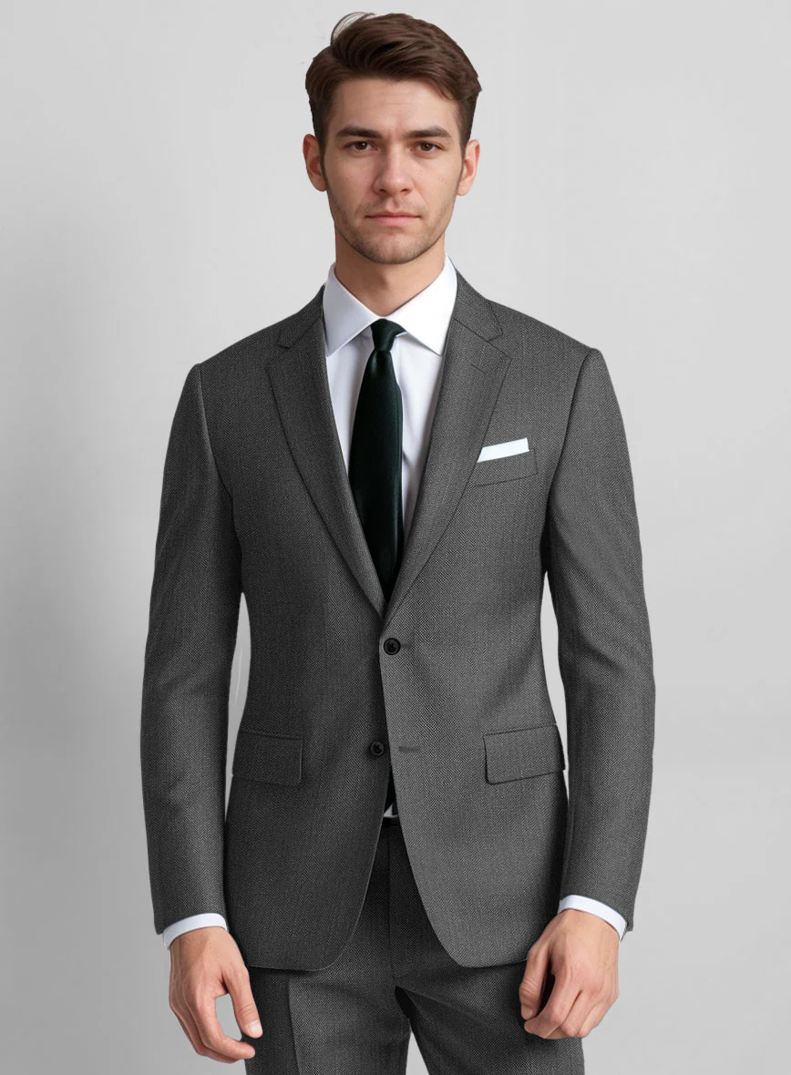 Guabello Gray Herringbone Suit - Image 2