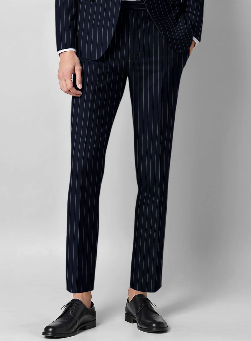 Guabello Navy Blue Rope Stripe Suit - Image 5