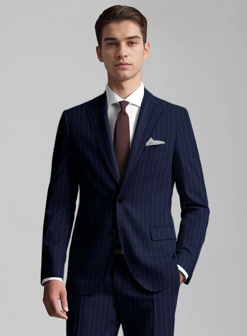 Guabello Royal Blue Rope Stripe Suit - Image 3
