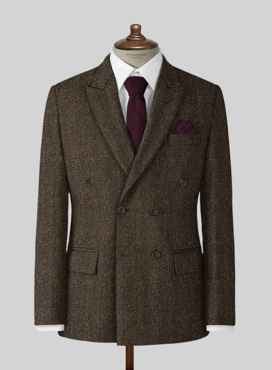 Haberdasher Brown Tweed Double Breasted Suit - Image 2