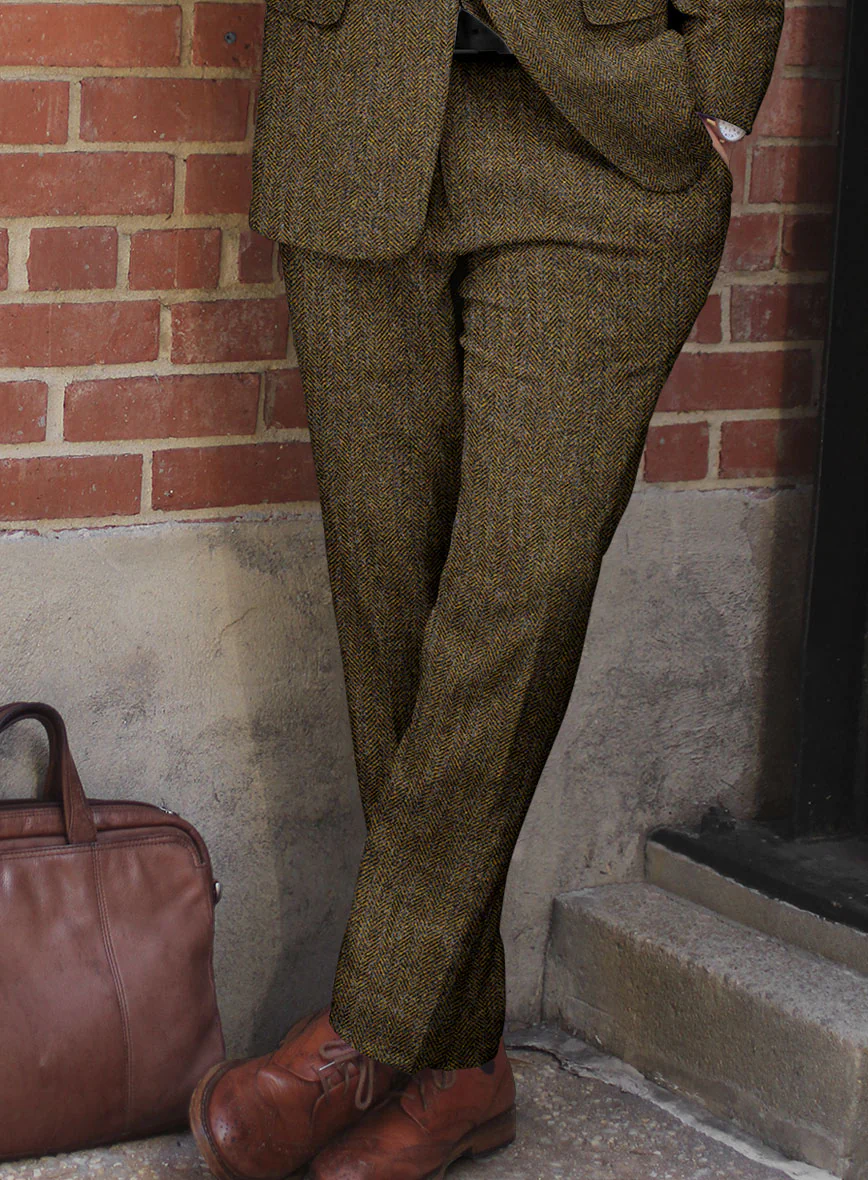 Haberdasher Mustard Brown Tweed Pants - Image 2