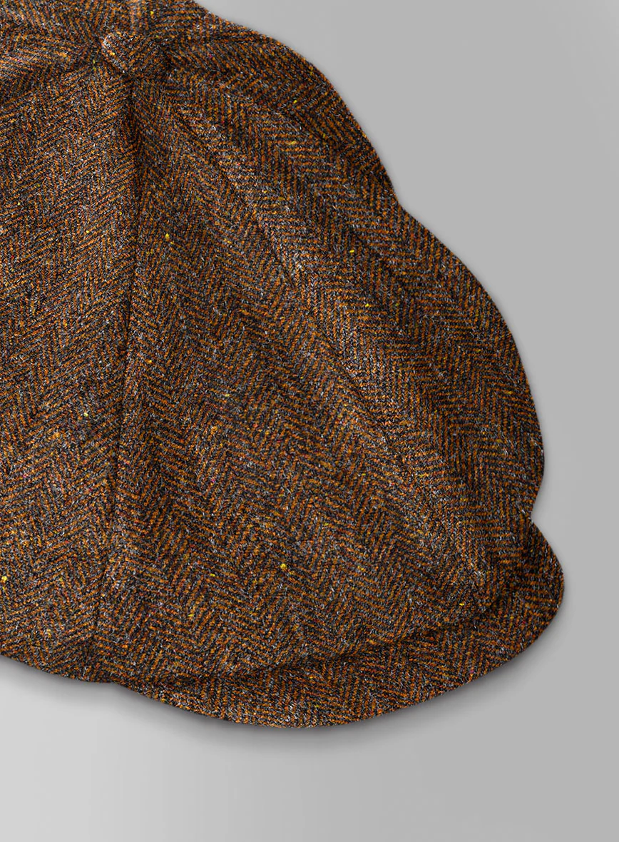 Haberdasher Autumn Rust Tweed Newsboy Cap - Image 4
