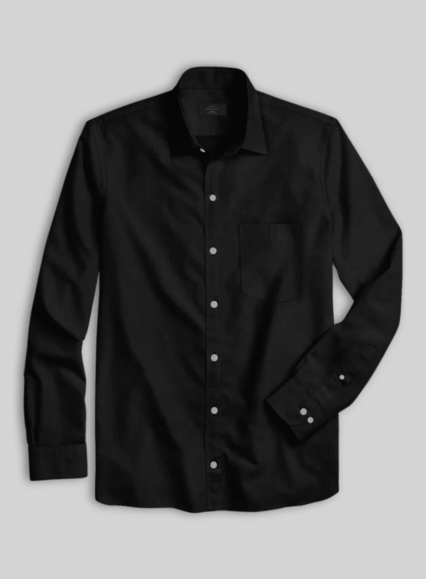 Harbour Black Herringbone Cotton Shirt - Image 2
