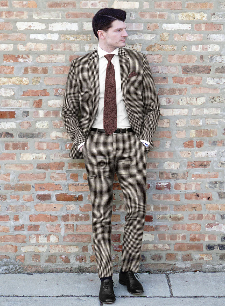 Hardy Minnis Beige Houndstooth Wool Suit - Image 2