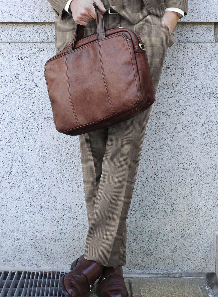 Hardy Minnis Beige Prince of Wales Wool Suit - Image 7