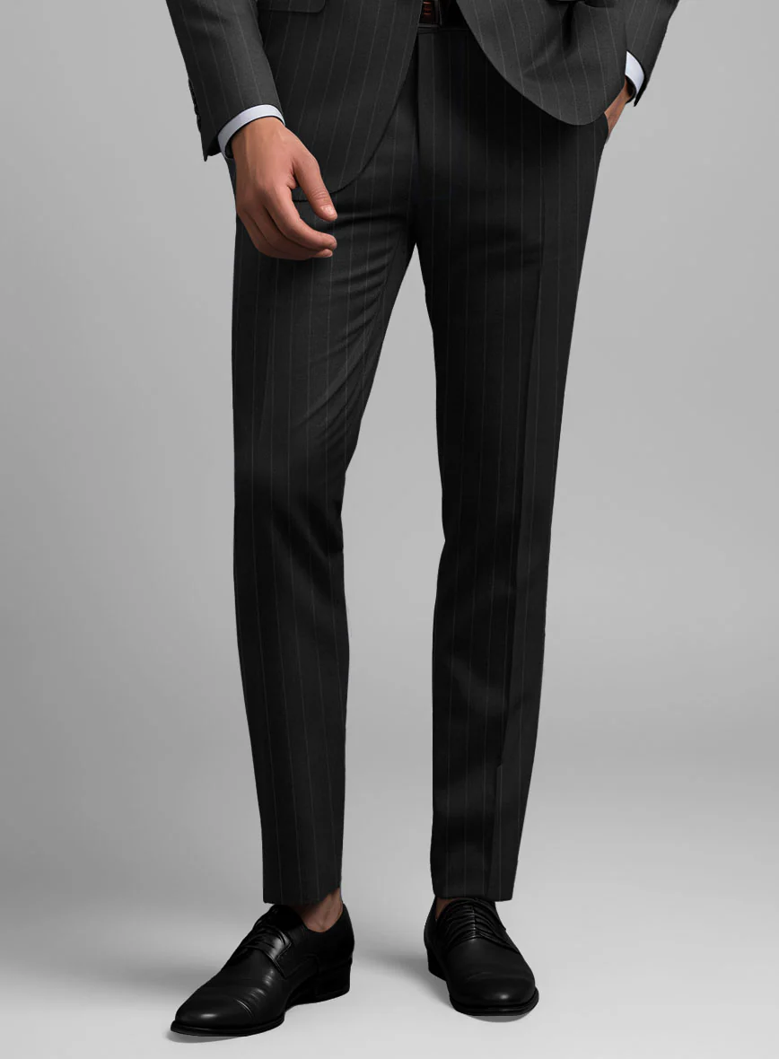 Hardy Minnis Black Pinstripe Wool Pants - Image 2