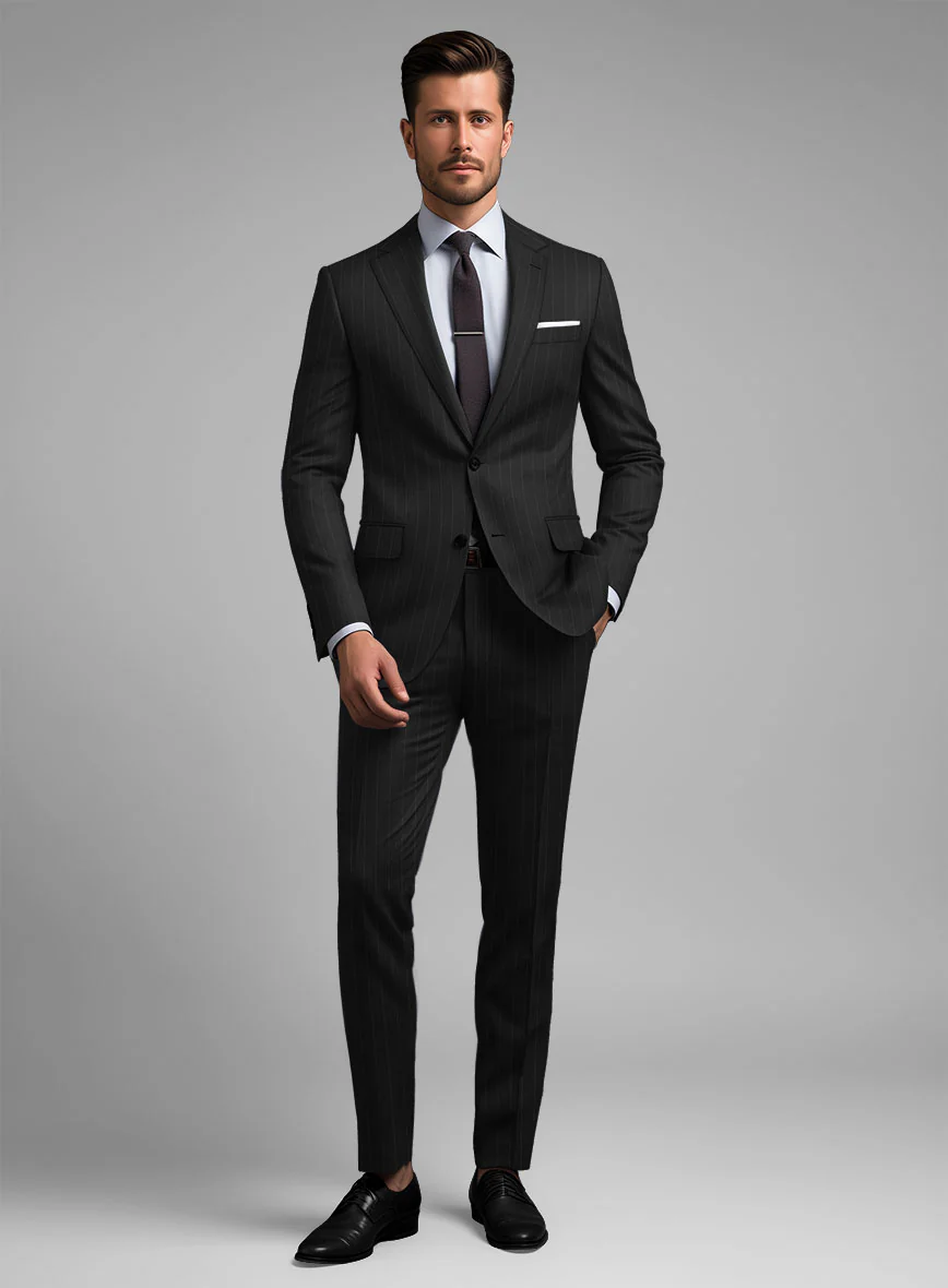Hardy Minnis Black Pinstripe Wool Suit - Image 2
