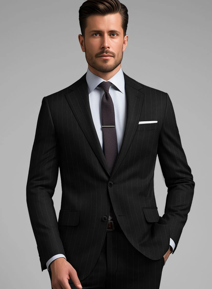 Hardy Minnis Black Pinstripe Wool Suit - Image 4