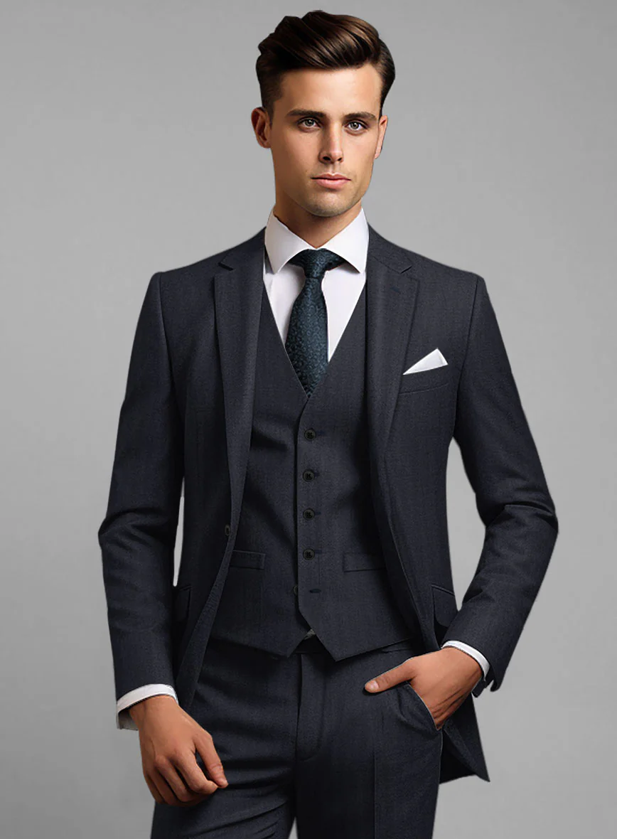 Hardy Minnis Blue Herringbone Wool Jacket - Image 2
