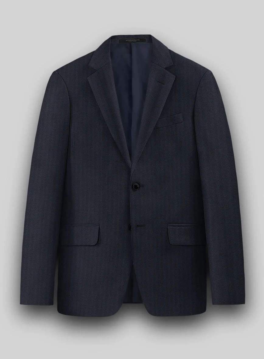 Hardy Minnis Blue Herringbone Wool Suit - Image 5