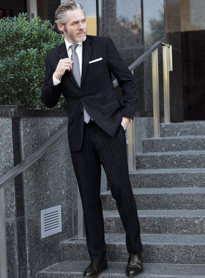 Hardy Minnis Blue Rope Stripe Wool Suit - Image 2