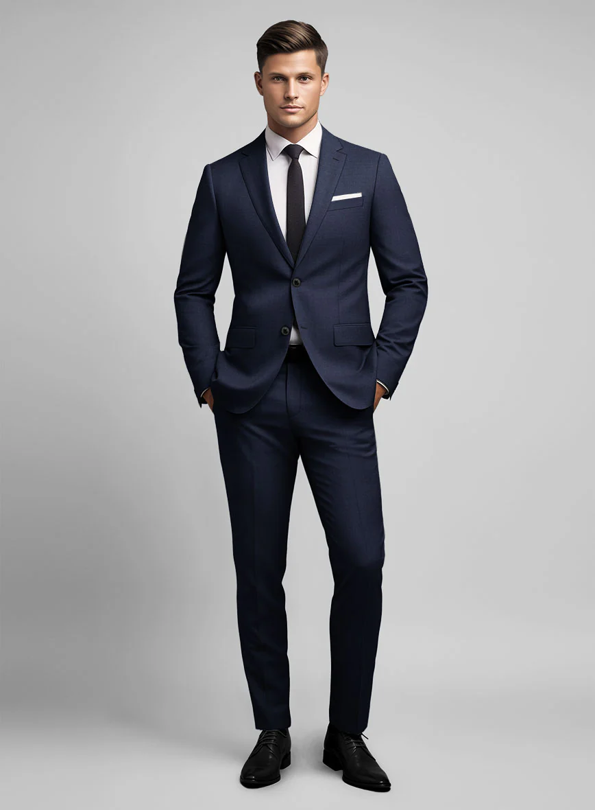 Hardy Minnis Blue Sharkskin Wool Suit - Image 2