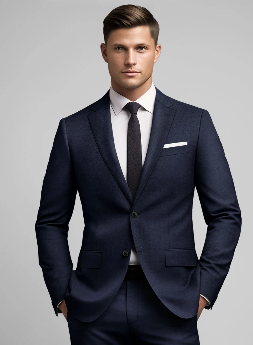 Hardy Minnis Blue Sharkskin Wool Suit - Image 4