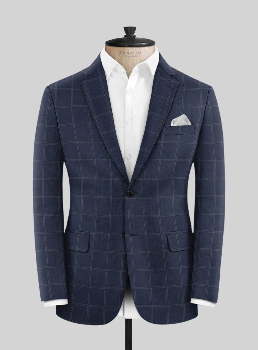 Hardy Minnis Blue Windowpane Wool Jacket - Image 3