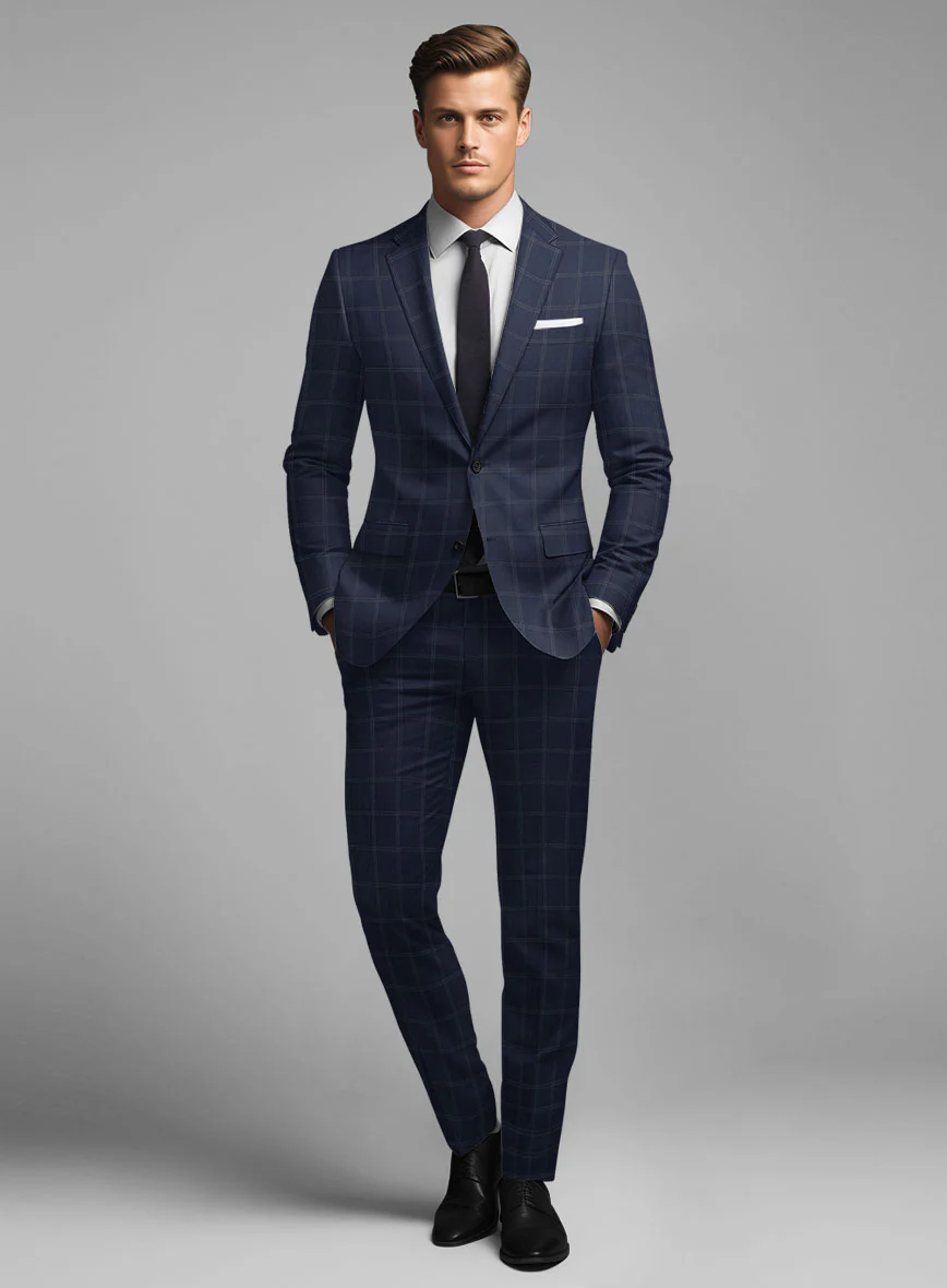 Hardy Minnis Blue Windowpane Wool Suit - Image 2