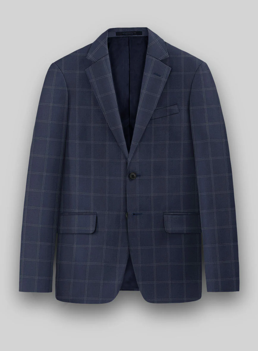 Hardy Minnis Blue Windowpane Wool Suit - Image 5