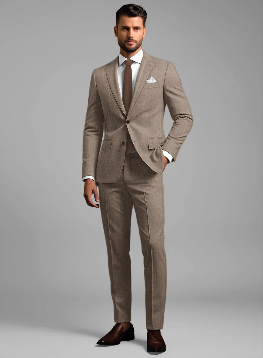 Hardy Minnis Brown Herringbone Wool Suit - Image 2