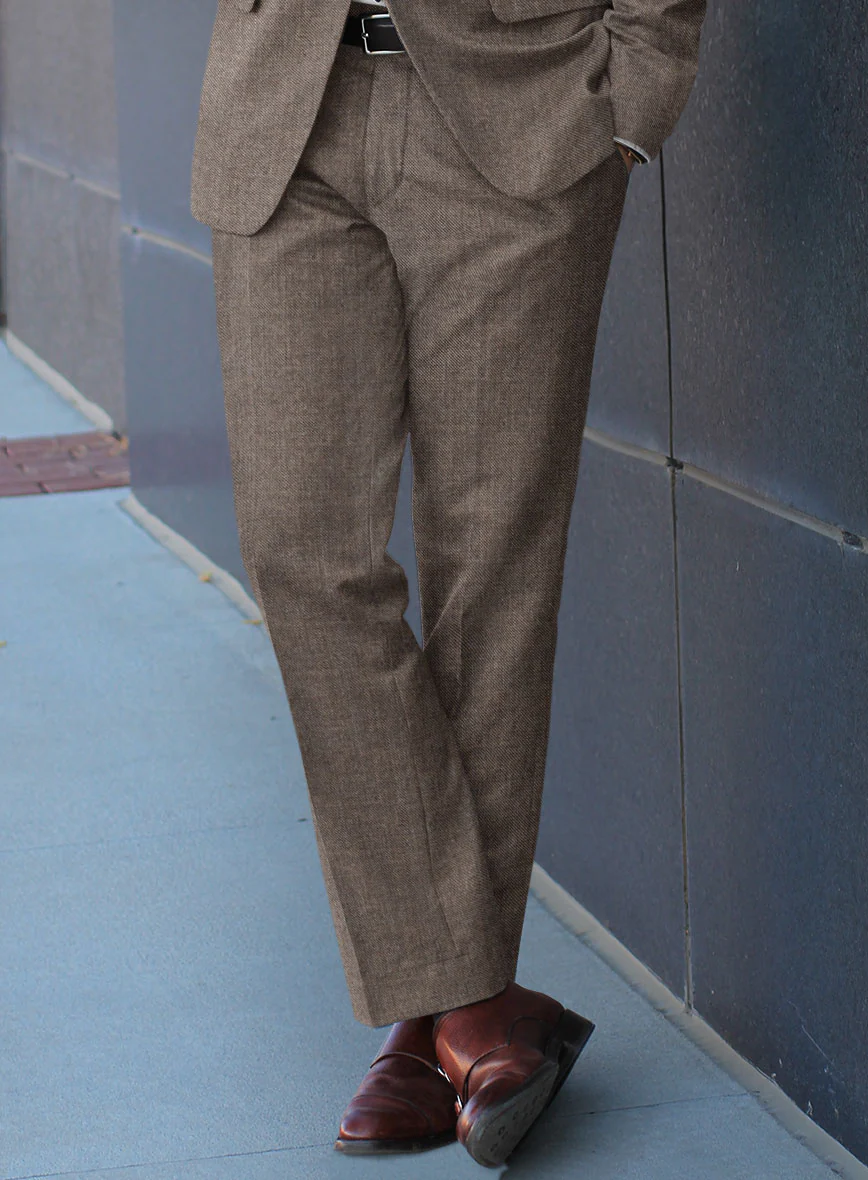 Hardy Minnis Brown Sharkskin Wool Pants - Image 2