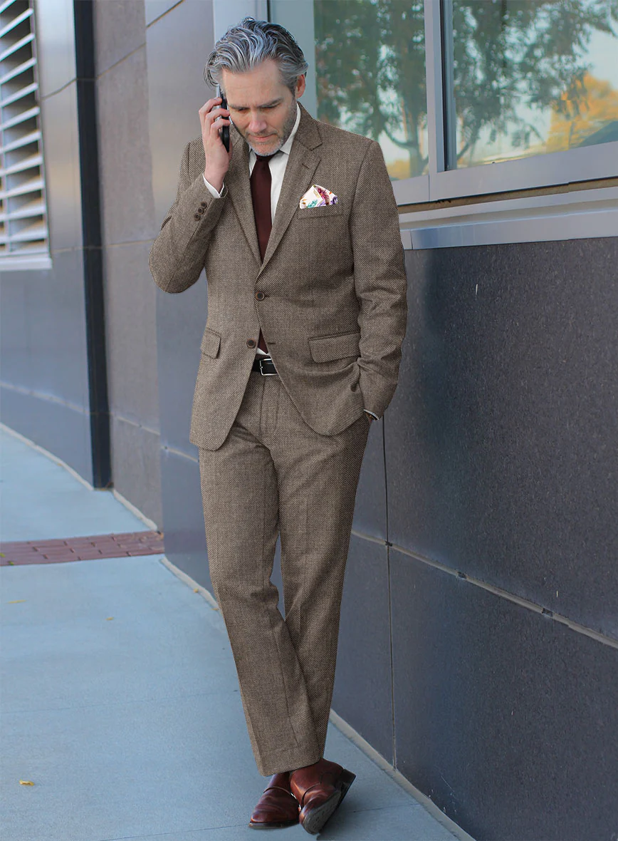 Hardy Minnis Brown Sharkskin Wool Suit - Image 2