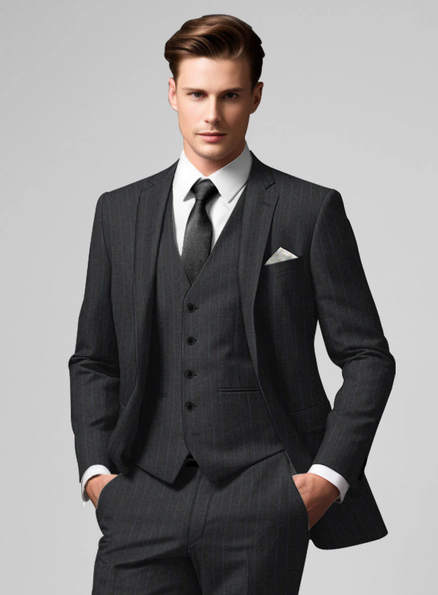 Hardy Minnis Charcoal Chalkstripe Wool Jacket - Image 2