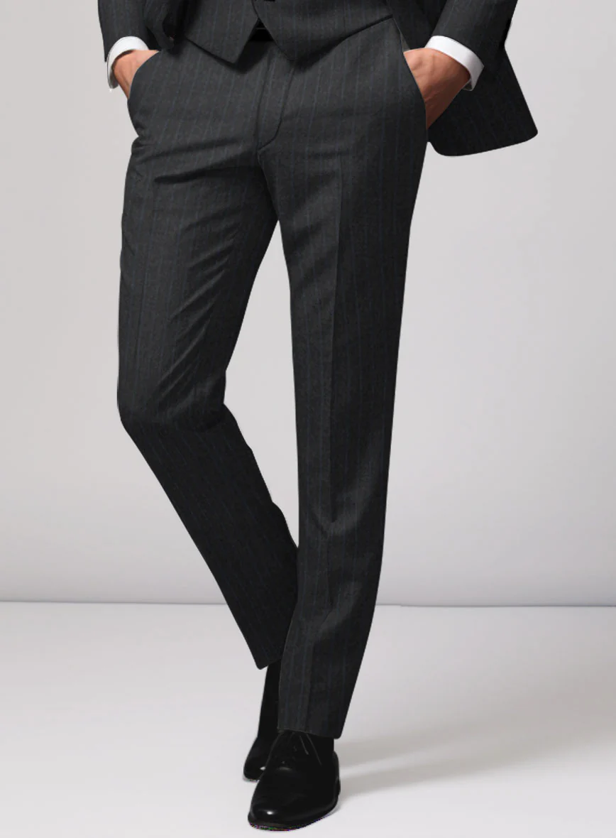 Hardy Minnis Charcoal Chalkstripe Wool Pants - Image 2