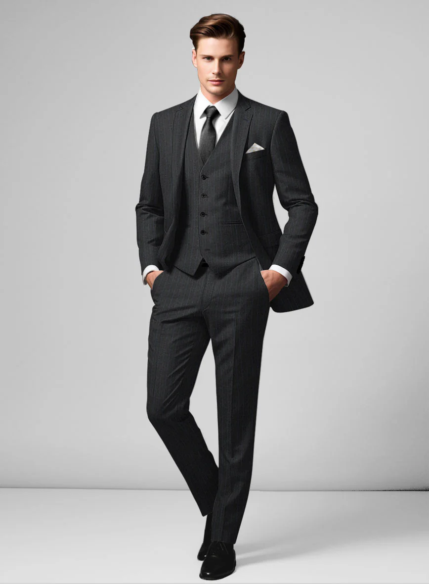Hardy Minnis Charcoal Chalkstripe Wool Suit - Image 2