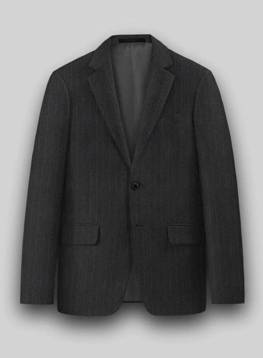 Hardy Minnis Charcoal Chalkstripe Wool Suit - Image 3