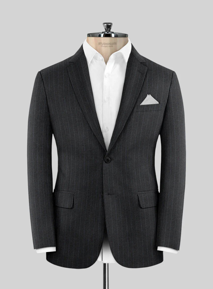 Hardy Minnis Charcoal Chalkstripe Wool Suit - Image 5