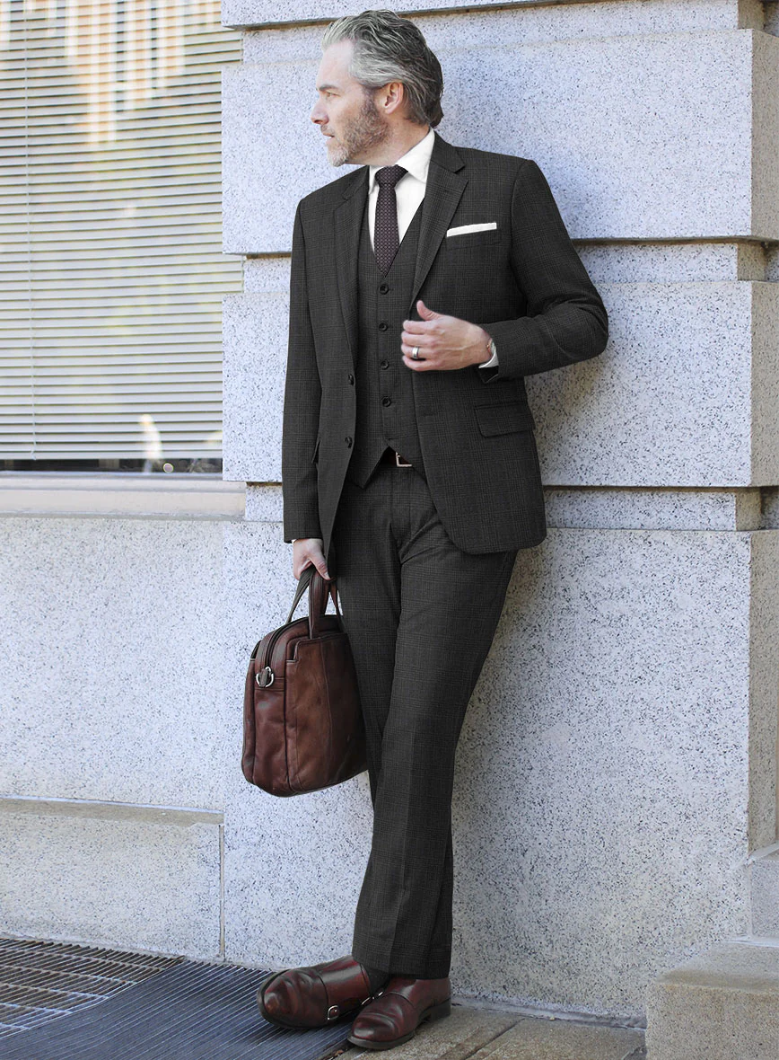 Hardy Minnis Charcoal Check Wool Suit - Image 2