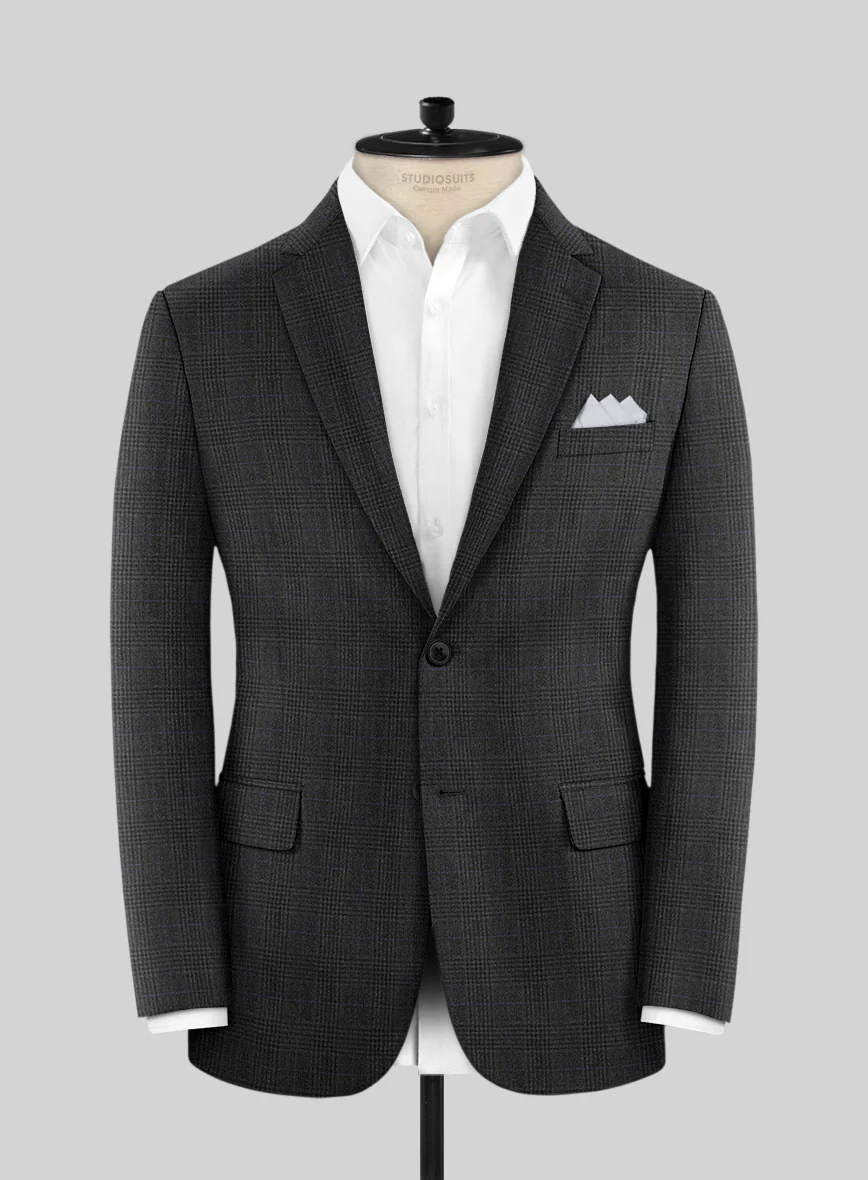 Hardy Minnis Charcoal Check Wool Suit - Image 3
