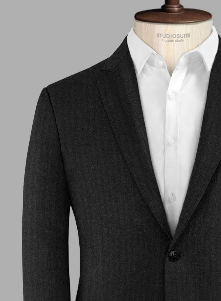 Hardy Minnis Charcoal Herringbone Wool Jacket - Image 3