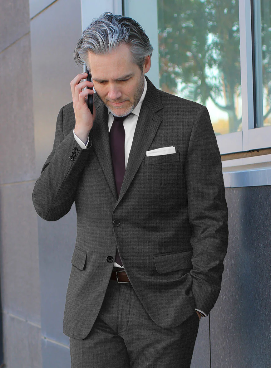 Hardy Minnis Charcoal Nailhead Wool Suit - Image 4