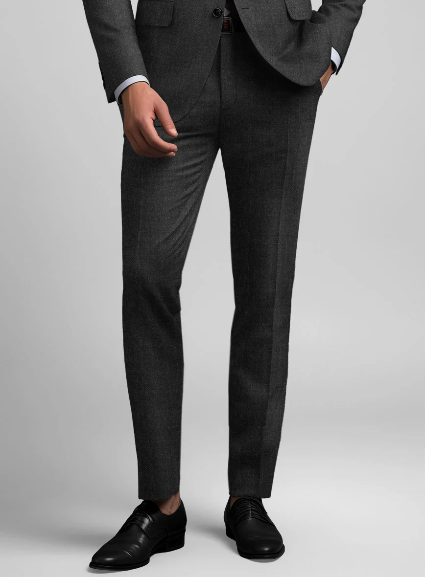 Hardy Minnis Charcoal Sharkskin Wool Pants - Image 2