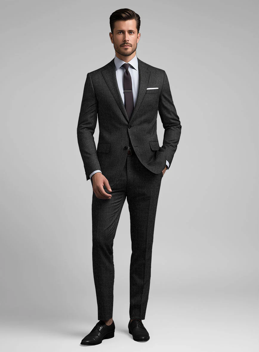 Hardy Minnis Charcoal Sharkskin Wool Suit - Image 2
