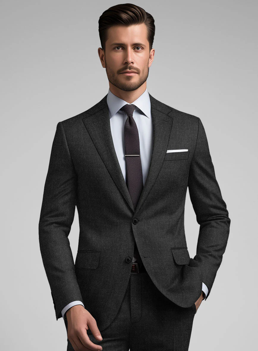 Hardy Minnis Charcoal Sharkskin Wool Suit - Image 4