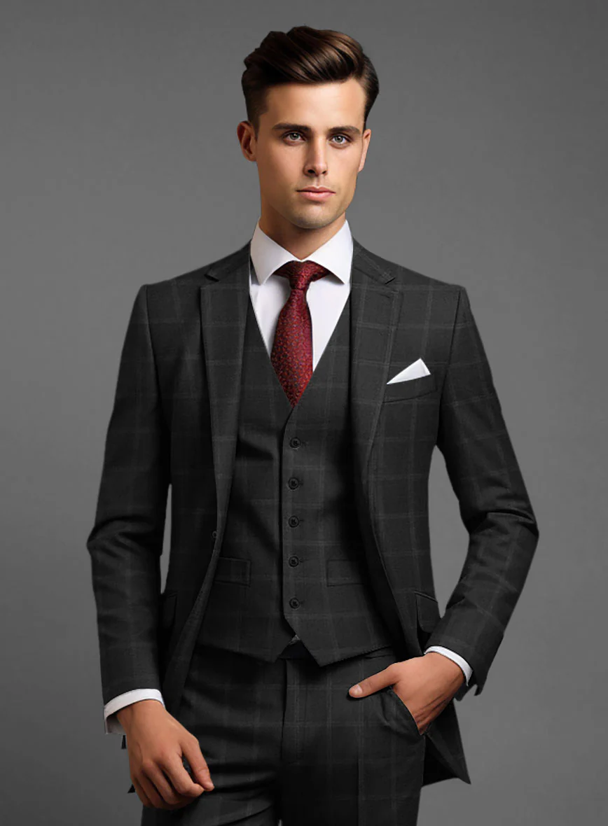 Hardy Minnis Charcoal Windowpane Wool Jacket - Image 2