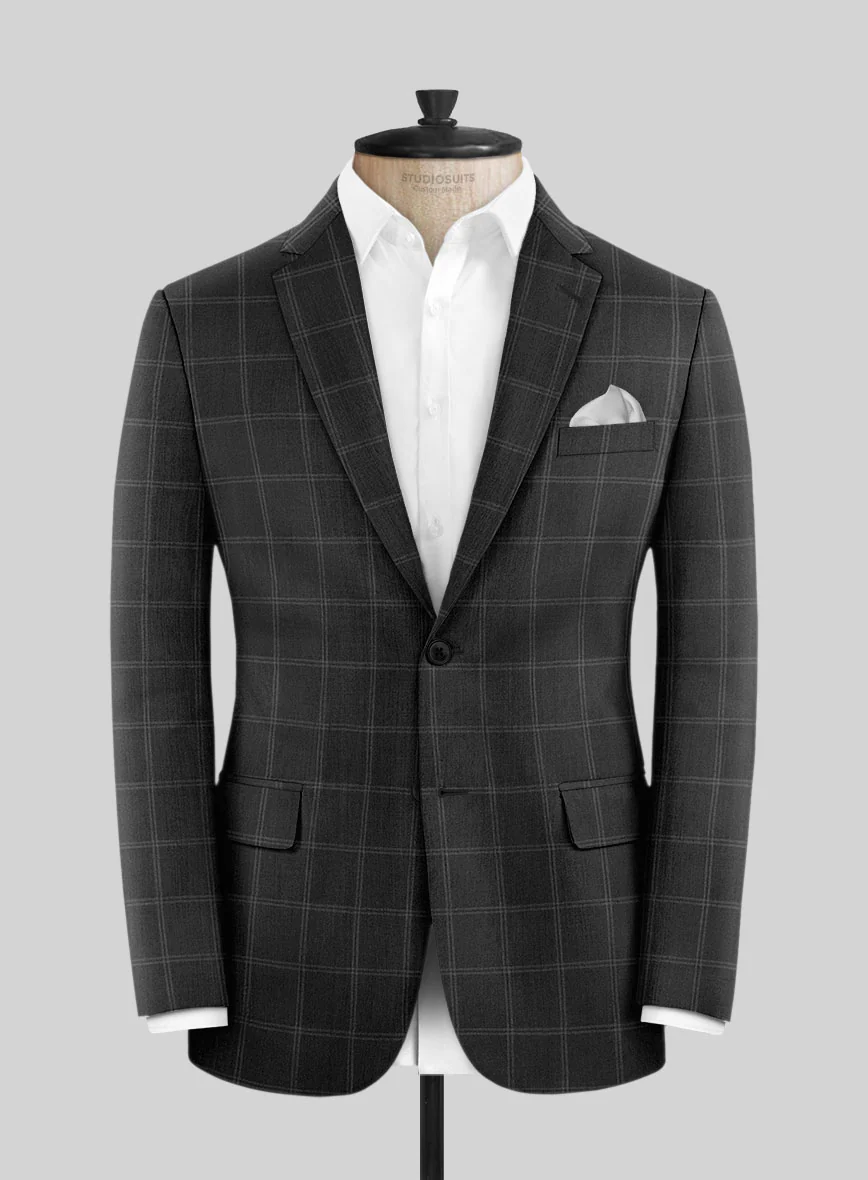 Hardy Minnis Charcoal Windowpane Wool Jacket - Image 3