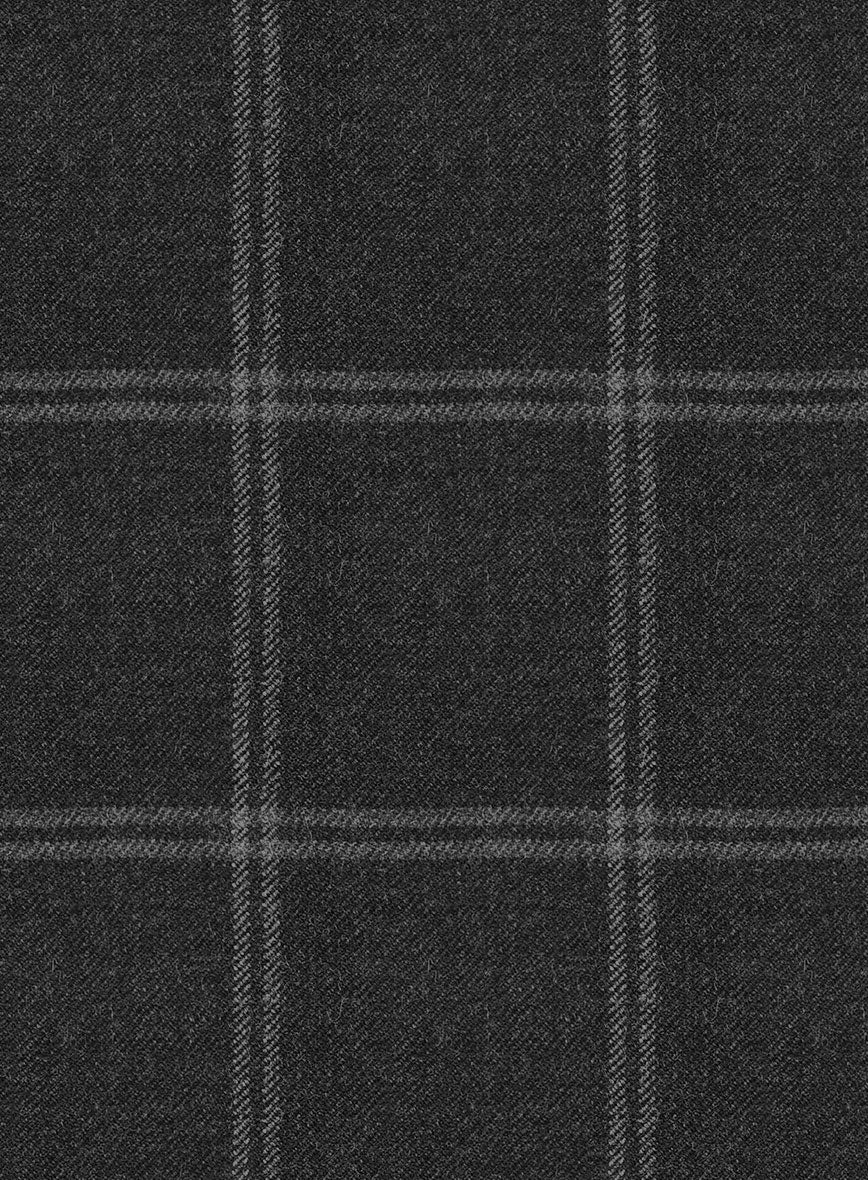 Hardy Minnis Charcoal Windowpane Wool Pants - Image 3