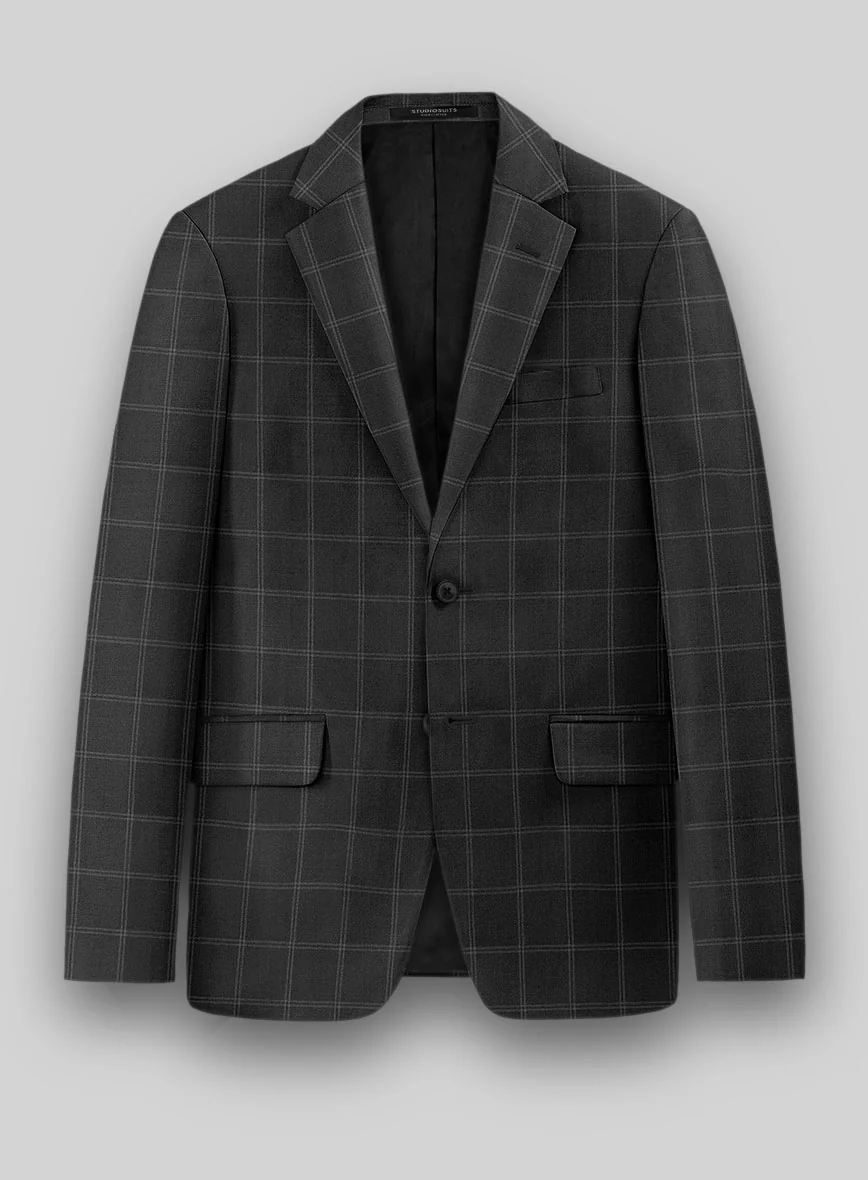 Hardy Minnis Charcoal Windowpane Wool Suit - Image 3