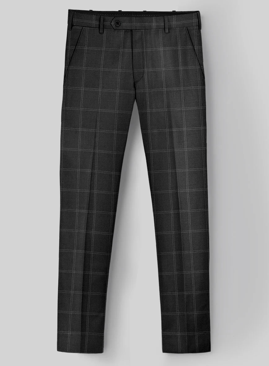Hardy Minnis Charcoal Windowpane Wool Suit - Image 6